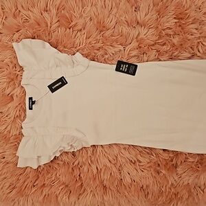 NEW Express Fitted Ribbed Midi Dress. Size XXS..White